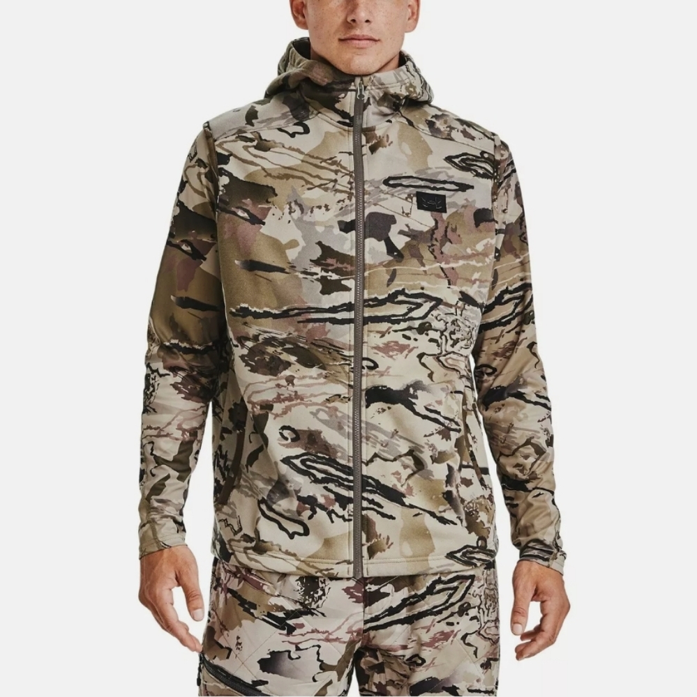 Under Armour Rut Fleece Hunting Vest Hoodie Barren Camouflage